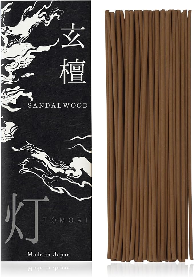 Sandalwood Spicy Premium Japanese Incense Sticks 60sticks Coreless Low Smoke Natural Charcoal Free Non Toxic Temple Kyoto Aroma Aromatherapy Meditation Calming Stress Relief Relaxation Yoga TOMORI