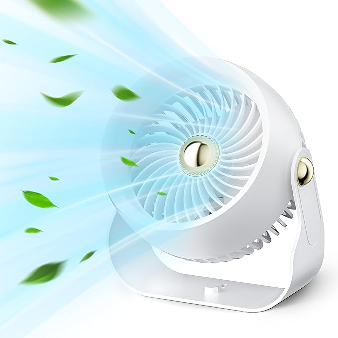 CIVPOWER Desk Fan: Table Fan Small Portable Rechargeable