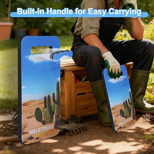 MELOTOUGH Garden Kneeling Pad, 1" Thick Soft NBR Foam Kneeling Pads for Gardening, Cleaning, Work - Lightweight & Comfortable, 15.75"x7.2" (Cactus)