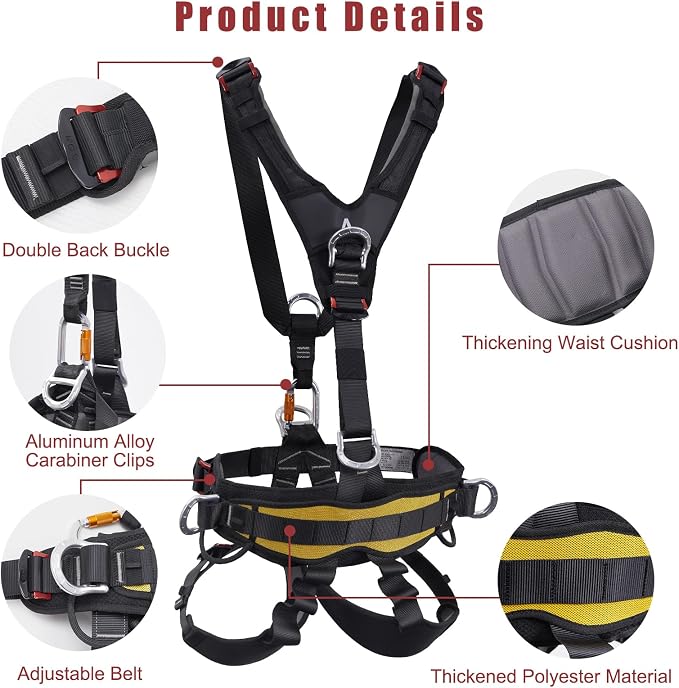SOB Full Body Climbing Harness Can Be Inverted Thicken Widen Protect Waist Safety Harness Tree Work Rock Climbing Mountaineering Rescuing Work at Height