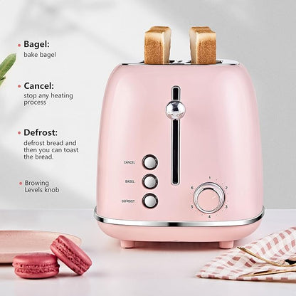 Roter Mond 2 Slice Toaster Retro Stainless Steel