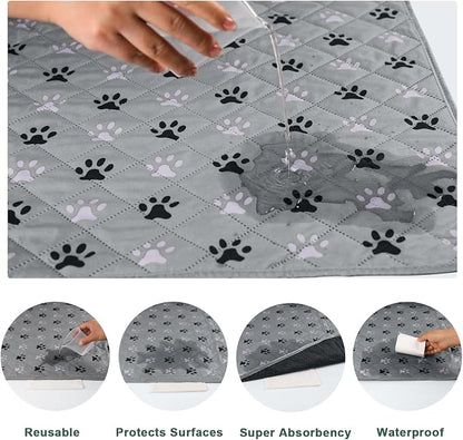 2 Pack 72"x 72" Waterproof Non Slip Wee pad，Reusable Washable Pee Pads for Dogs，Absorbent and Leakproof Training Mats for Potty, Bed, Sofa, Potty Training