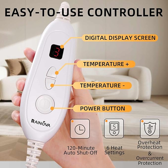 RAINOVA Heating Pad for Neck, Back and Shoulders, Electric Heat Pad for Pain