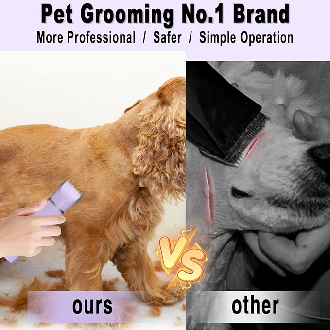 Dog Grooming Clippers Kit-Electric Rechargeable Cat Trimmer Tools-Cordless Quiet Pet Nail Paw Grinder-4 in 1 Multifunctional Low Noise Shaver-Razor for feet Face Ears Toenail Eye