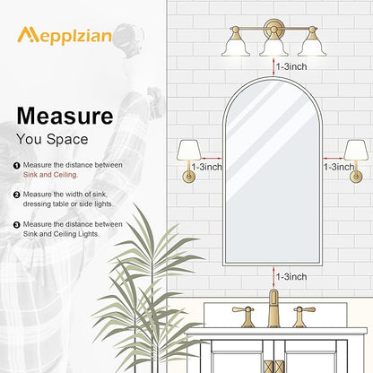 Arched Medicine Cabinet with Mirror, Brushed Gold Medicine Cabinet with Storage