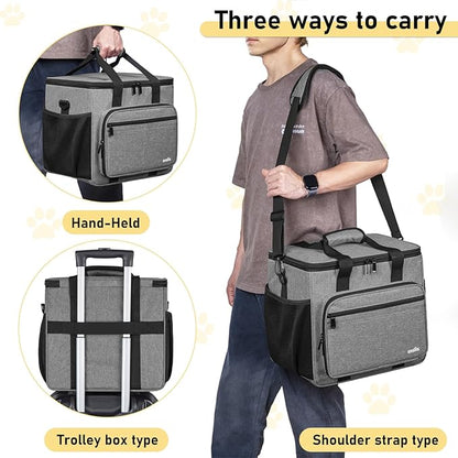 GMAK Pet Grooming Bag, Pets Grooming Tote Bags Supplies Organizer Case Dogs Cats Tools Organizer Tote for Pets Grooming Tools Kit, Clippers, Brush, Scissors or Other Pets Care Supplies, Grey(Bag Only)