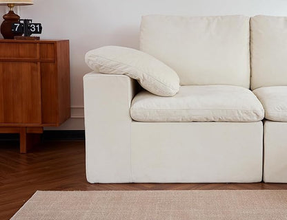 Cloud Couches for Living Room, 108” Boneless Couches Oversized Modular Sectional Sofas, No Assembly, Adjustable Backrest, Comfy Deep Seats, 3-Seater, Beige