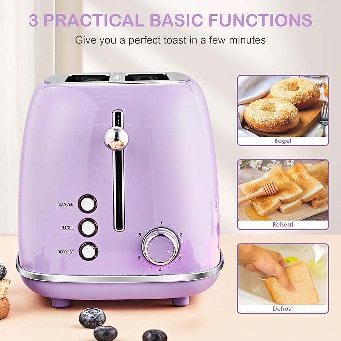 Roter Mond 2 Slice Toaster Retro Stainless Steel