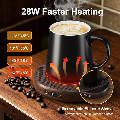 Coffee Mug Warmer & Mug Set for desk, Smart Auto Shut Off Electric Cup Warmer