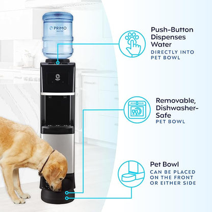 Primo Water Dispenser for 5 Gallon Bottle with Pet Drinking Station - Hot & Cold Top Loading Water Cooler Machine