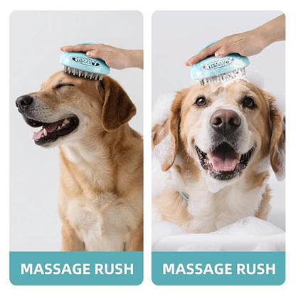 Pet Grooming Brush for Long & Short Hair Dogs Cats,Multi-purpose silicone massage & bath brush for pets,promotes shiny coats,Blue