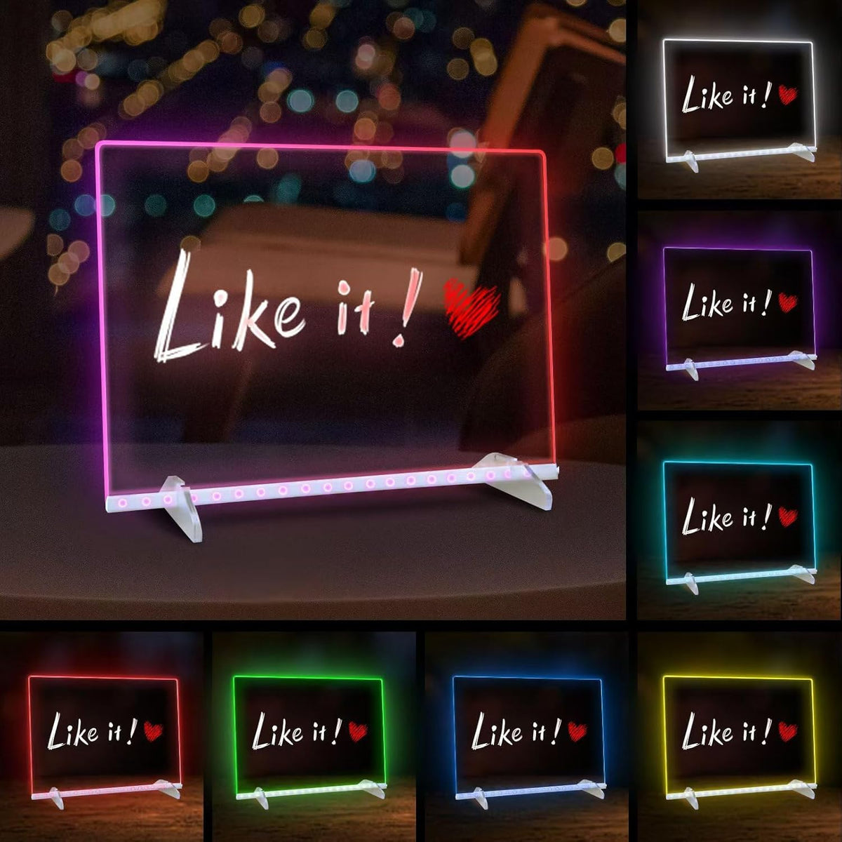 Led Drawing Board for Kids, LED Note Board with Colors,Doodle Glow Drawing Board, 13.7"X10" 6 Modes & 8 Colors, Light Up Drawing Board, Led Writing Board with Battery Pack for Home/Office/Decor