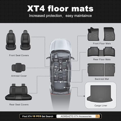2025 XT4 Cargo Liner | Custom Fit Trunk Mat for 2019-2025 Cadillac XT4, All Weather Rear Cargo Mat 3D Waterproof Durable Odorless Trunk Liners for 2025 XT4 Cargo mat, Black