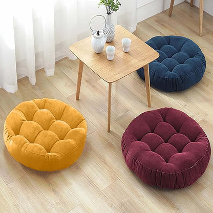 Gfobip Meditation Floor Pillow Set of 2 Large Round Floor Cushions for Adults Tufted Corduroy Floor Seat Pillows Cushion for Living Room Tatami Yoga,Sky Blue 22" L x 22" W x 5" H