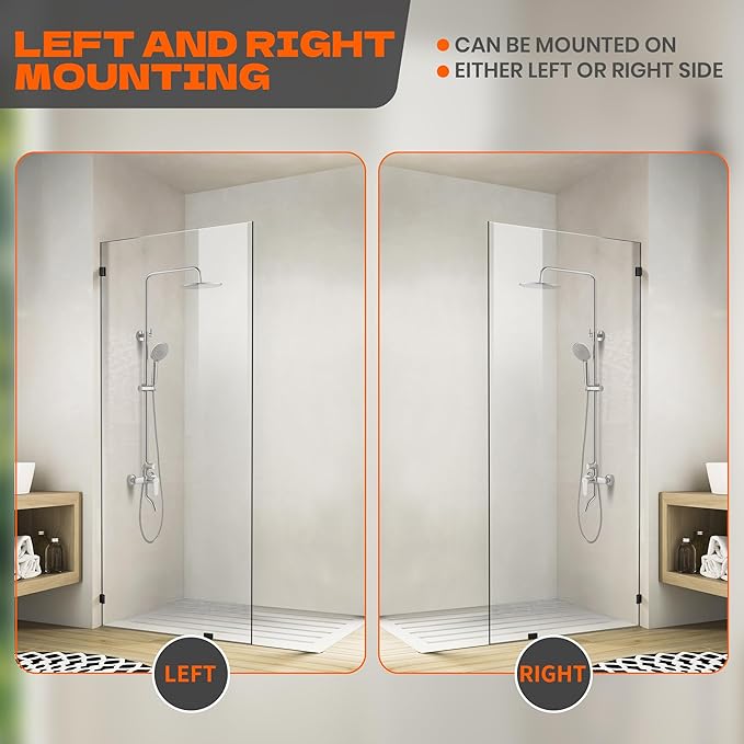 Bathroom Shower Door 36" W x 78.75" H, Frameless Fixed 3/8" Thick Clear