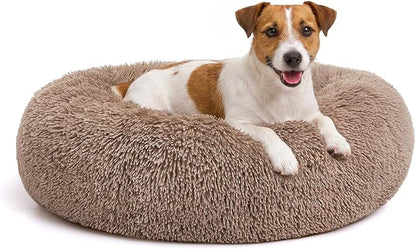MIXJOY Orthopedic Dog Bed Comfortable Donut Cuddler Round Pet Beds Ultra Soft Washable Dog and Cat Cushion (20''/23''/27''/30'') (27'', Brown)
