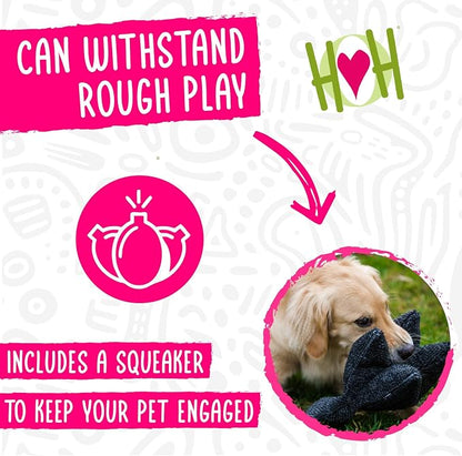 HuggleHounds Plush Dog Toy - Fuzzy Dog Toy, Soft Plush, Interactive Durable Stuffed for Small and Large Breeds with Squeaker - Squooshie Bunny