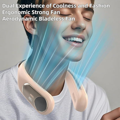 Portable Neck Fan, Personal Wearable Bladeless Fan, LED Display, 6000mAh USB