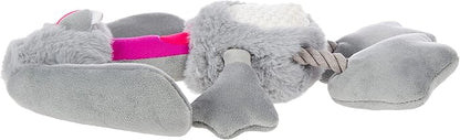 goDog Multi Tugs Rabbit Squeaky Plush & Rope Dog Toy, Chew Guard Technology - Gray, Small
