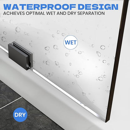 34" W x 78.75" H Shower Screen, Fixed Frameless Shower Glass Panel