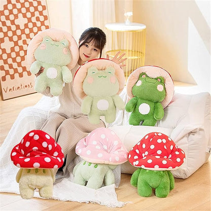 Frog Plush 10" Cute Frog Mushroom Hat Stuffed Animals Kawaii Plush Toys Throw Pillow Home Room Decor Aesthetic Gift