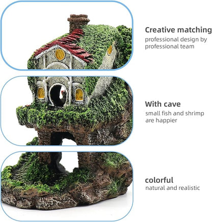relaqcc Aquarium Decor Hideaway Cave, Betta Fish Tank House Accessories for Amphibians, Goldfish, Shrimp, Conch