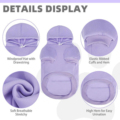 KOOLTAIL Basic Dog Hoodie - Soft & Warm Dog Hoodie Sweater with Leash Hole and Pocket, Pet Winter Coat, Cold Weather Clothes Sweatshirt for Small Medium Large Dogs Puppy Cat Boys Girls Lavender SM