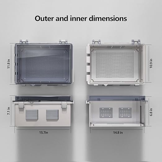 ABS Electrical Junction Box, Ventilated Design, Cable Grommets, IP65 Waterproof