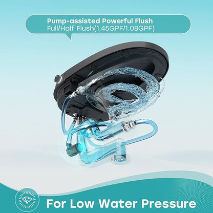 HOROW Black Smart Toilet with Pump and Bidet Built In, Bidet Toilet with Auto