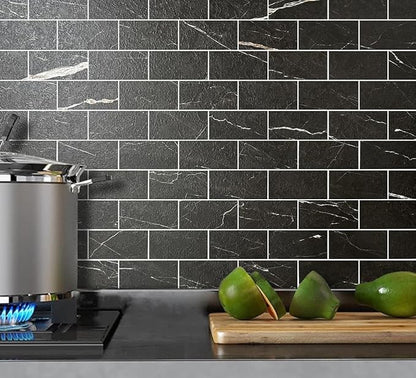 AULIGET 100 Piece Faux Stone Backsplash Peel and Stick PVC Tile, 3 Inch x 6