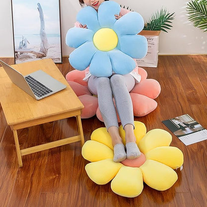Grafingy Flower Pillow, Flower Shaped Throw Pillow Floor Pillow Soft Seating Cushion Room Decor Plush Pillow for Bedroom, Sofa, Bed, Reading (21 inch, Blue)