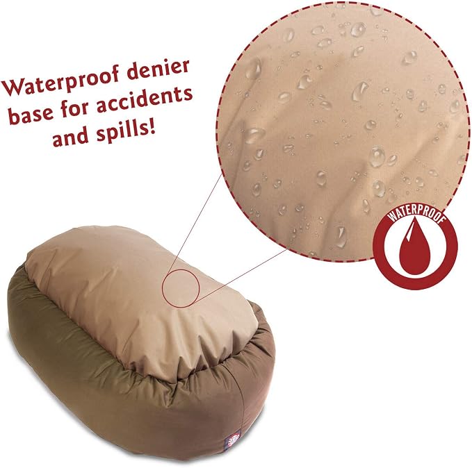 Majestic Pet Bagel Calming Dog Bed, 32 Inch Medium, Round, Washable, Khaki | Cozy Soft Fluffy Donut Pet Bed with Spine Support for Head Rest – Anti-Anxiety Comfort for Puppies & Dogs, 32x23x7 Inches