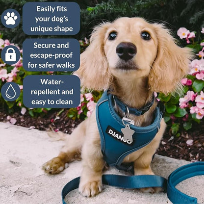 Adventure Dog Harness - Stylish and Durable Large Dog Harness for Outdoor Adventures and Everyday Wear - Indigo Blue Neoprene Adjustable Harness for Dogs with Reflective Piping & Brass D-Ring