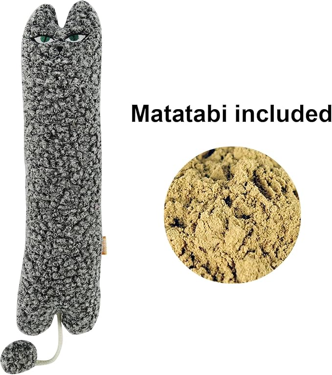TTcat Catnip Silvervine Matatabi Pillow for Cats & Kittens,Cat Kicker Toy,Large Size Cat Pillow Soothing Plush Cat Toy(Grey).