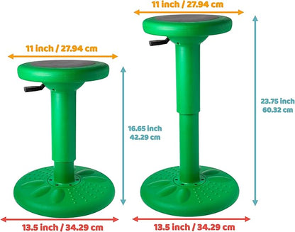 Studico ActiveChairs Adjustable Wobble Stool, Flexible Classroom Seating, Improves Focus, Posture and Helps ADHD/ADD, Sensory Chair, Active Fidget Chairs Adjusts from 16.65" to 23.75" Ages 13-18 Gree