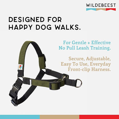 No Pull Dog Harness | Comfortable Training Harnesses | Effective No Pull Harness Design | Ideal for Large Sized Dog | 4-Point Adjustable(L - 26~32 inch Girth, Olive)