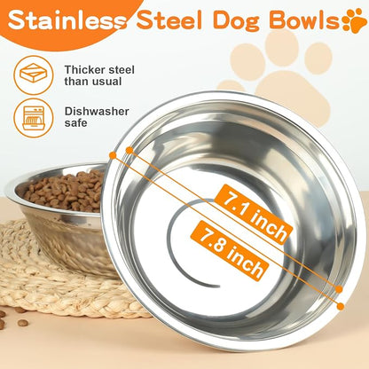 COMESOON Elevated Dog Bowls, 5 Adjustable Heights (3.9"-13.4") Raised Dogs Food Bowl Stand for Medium Large Sized Dogs, Non-Slip Foldable Travel Pet Feeder Black with Stainless Steel Bowls