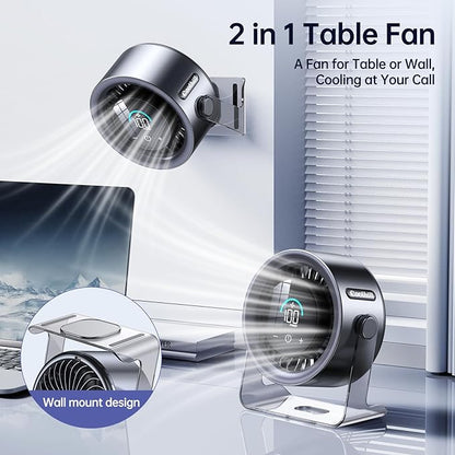 Coolhill USB Desk Fan for Bedroom: 100 Speeds Digital Display Quiet Table Fan