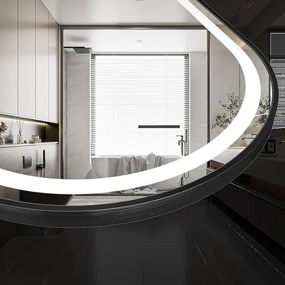30x40 inch Black Tempered Glass LED Arched Mirror