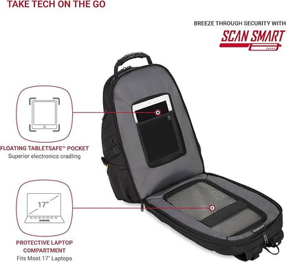 SWISSGEAR 1900 ScanSmart TSA Laptop Backpack Fits 17 Inch Laptop with RFID Protection and Tablet Pocket, Black/Gold, 19-Inch