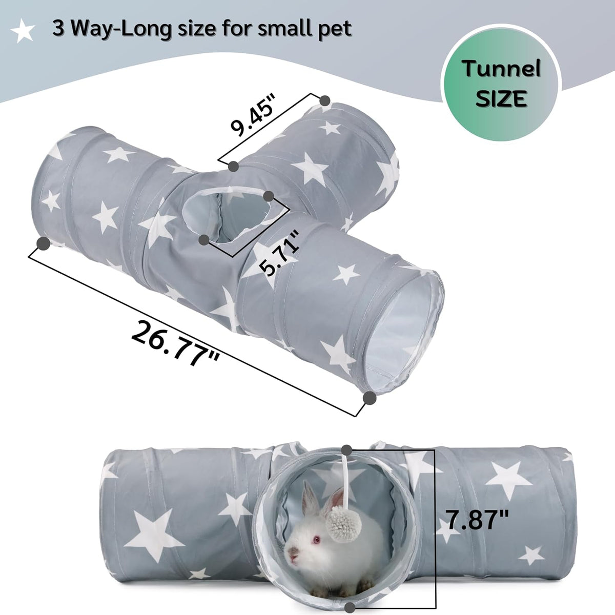 JanYoo Guinea Pig Tunnel 3 Way Guinea Pigs Hideout Foldable Small Animal Hideaway Play Tube Toys for Bunny Rabbit Hedgehogs Hamster Chinchilla Ferret Accessories
