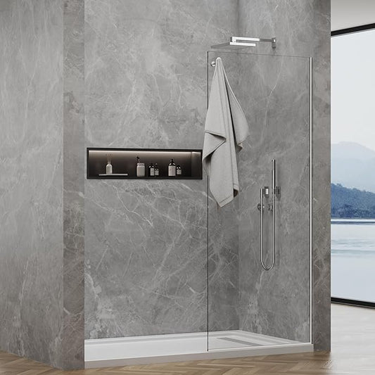 Shower Screen, 3/8" Tempered Glass, Shower Wall Panels, Fix Shower Glass Screen