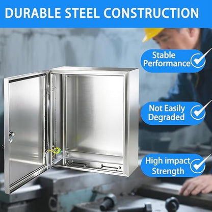 Electrical Enclosure 16x16x8, 304 Stainless Steel Enclosure IP66 Waterproof and