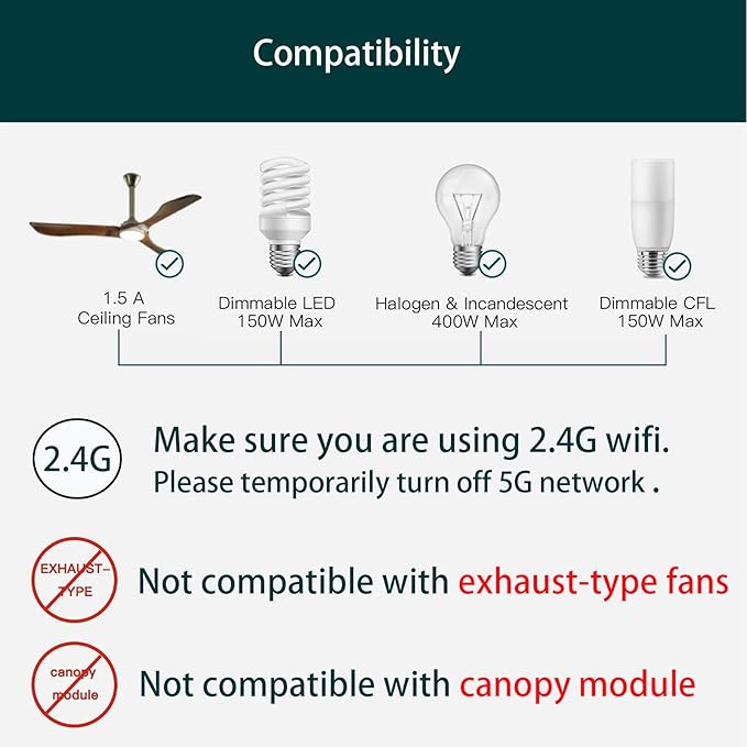 Humpptom Universal Ceiling Fan Remote Control, Ceiling Fan Wall Switch UC9050T