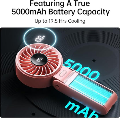 JISULIFE Handheld Fan Life7 – Ultimate Flexibility: High-Power Motor, LED