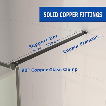 Mainzel 36" W x 76" H Fixed Shower Glass Panel, Frameless 3/8" ANSl Tempered