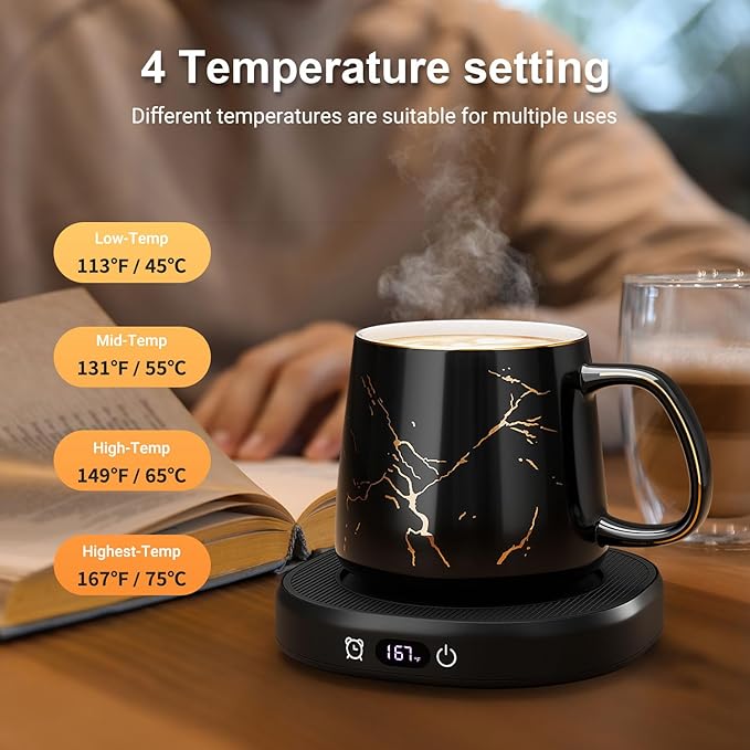 Coffee Mug Warmer & Luxury Marbling Mug Set, Electric Cup Warmer