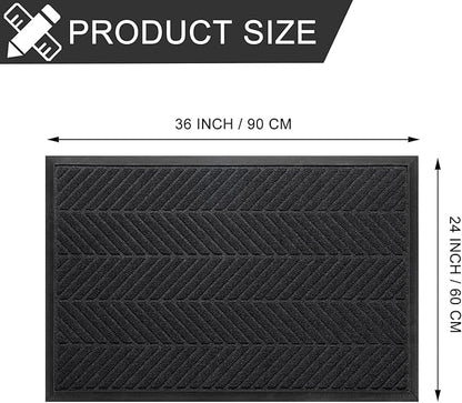 XADP Front Door Mat 36"x24" Indoors Outdoors Welcome Mats, Waterproof Non-Slip Rubber Backing Heavy Duty Doormat Outside Entrance, Low Profile Entryway Rugs Floor Mat for Patio, Pattern A Black