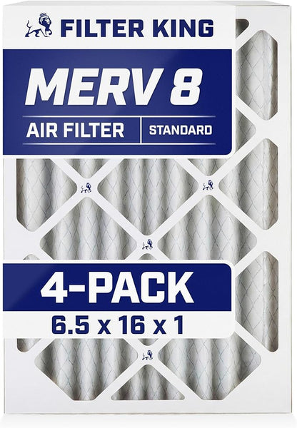 Filter King 6.5x16x1 Air Filter | 4-PACK | MERV 8 HVAC Pleated A/C Furnace