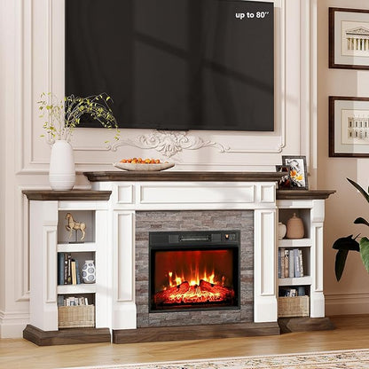 72" Electric Fireplace with Mantel, Fireplace TV Stand